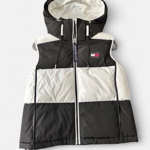 Black and White Hooded Puffer Vest